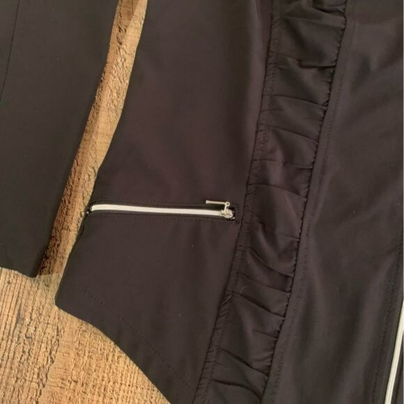 Chico’s womens black full zip lightweight top with ruffle detail -1 - Picture 7 of 8